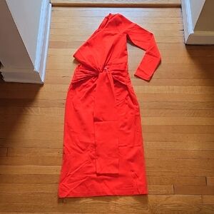 Alexie, Royale Dress, Orange Crepe Cutout, Asymmetric Midi, GUC,  Women's S